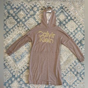 Calvin Klein Long Sleeve Hoodie Dress Graphic Logo Size Small
